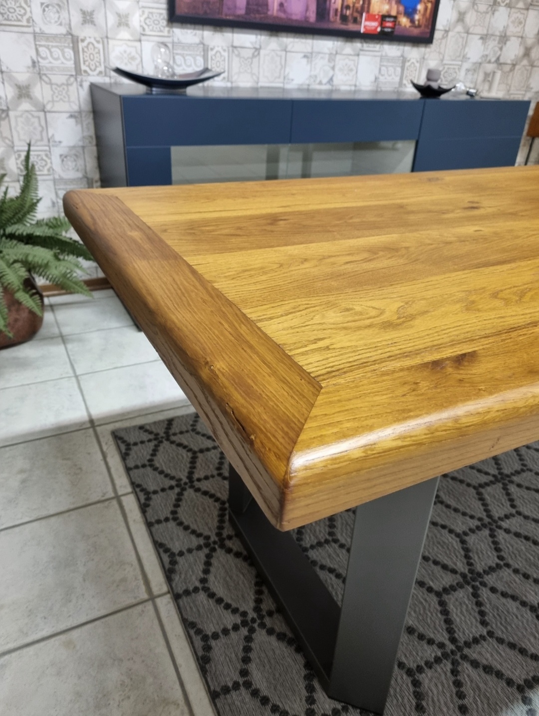 Tavolo fisso rovere 5,5 cm verniciato color miele satinato