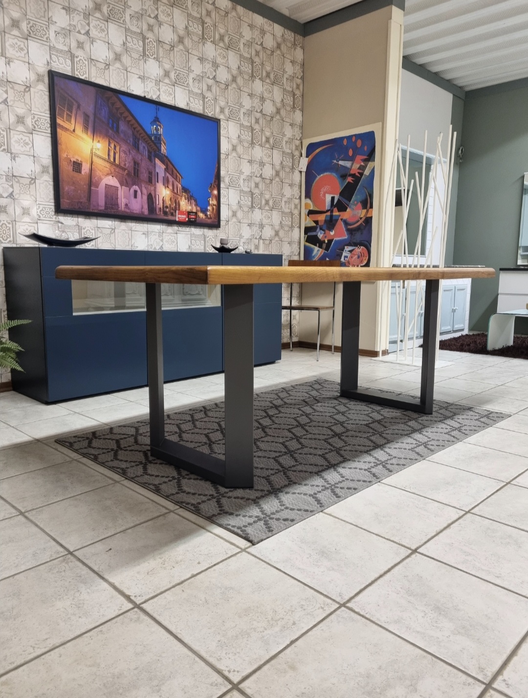Tavolo fisso rovere 5,5 cm verniciato color miele satinato