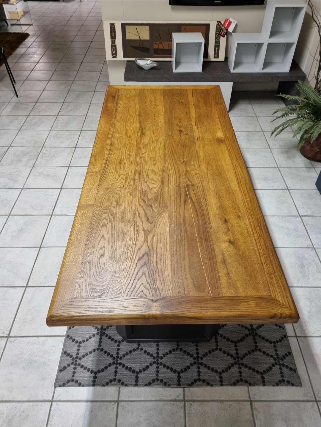 Tavolo fisso rovere 5,5 cm verniciato color miele satinato
