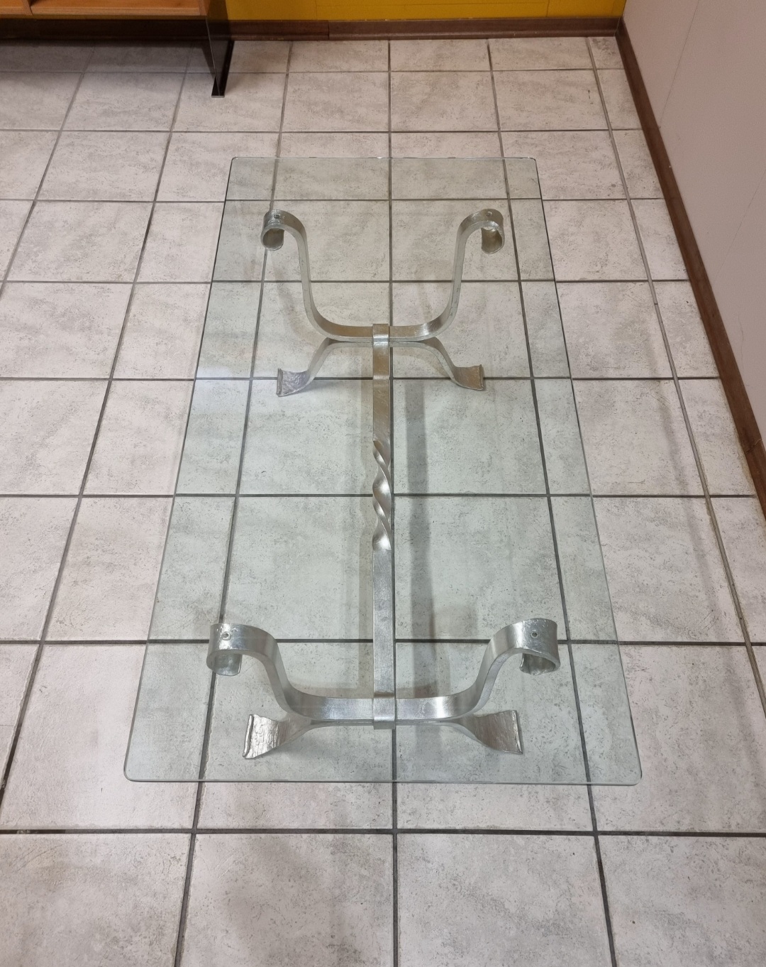 Tavolino da salotto ZEFIRO BN con foglia argento - 120x60 cm