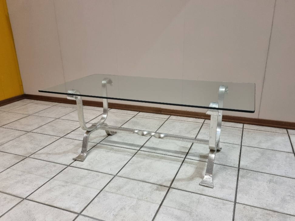 Tavolino da salotto ZEFIRO BN con foglia argento - 120x60 cm
